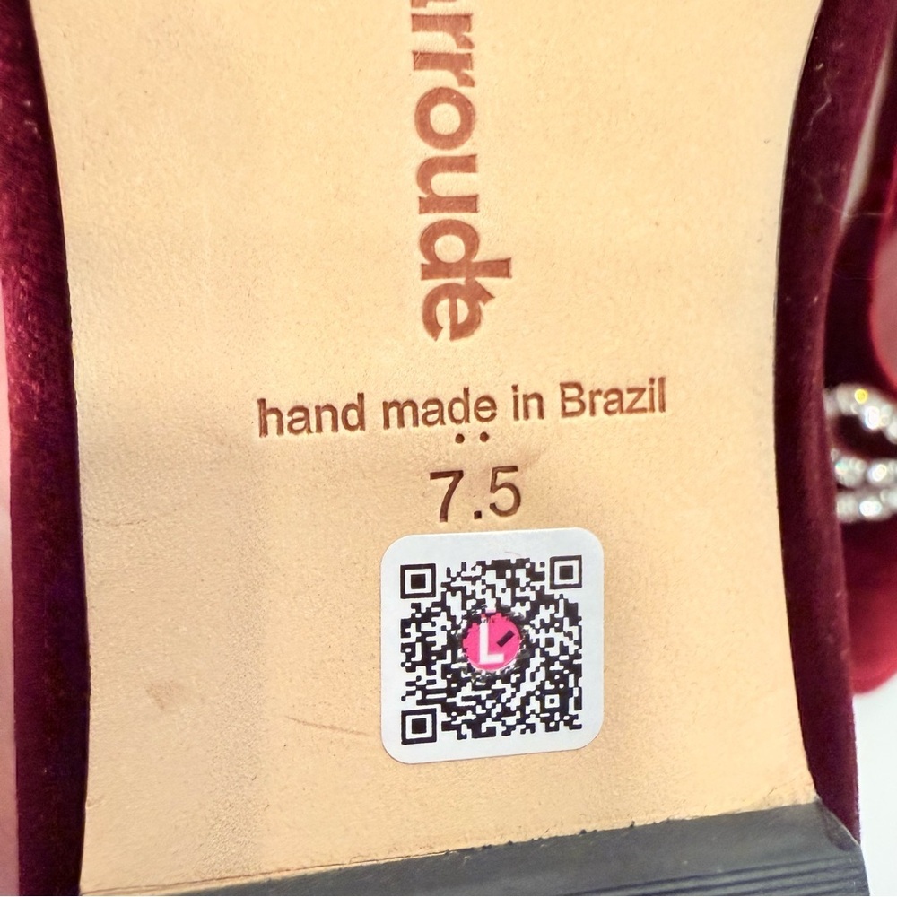 Larroude Lee pointed toe velvet Crystal bow Ballet flats in wine 7.5 NEW - Picture 11 of 12